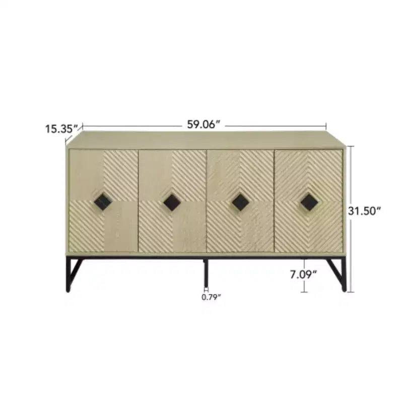 Madia intagliata a 4 ante, mobile credenza con contenitore, mobile bar moderno con ripiano regolabile per soggiorno, sala da pranzo, cucina