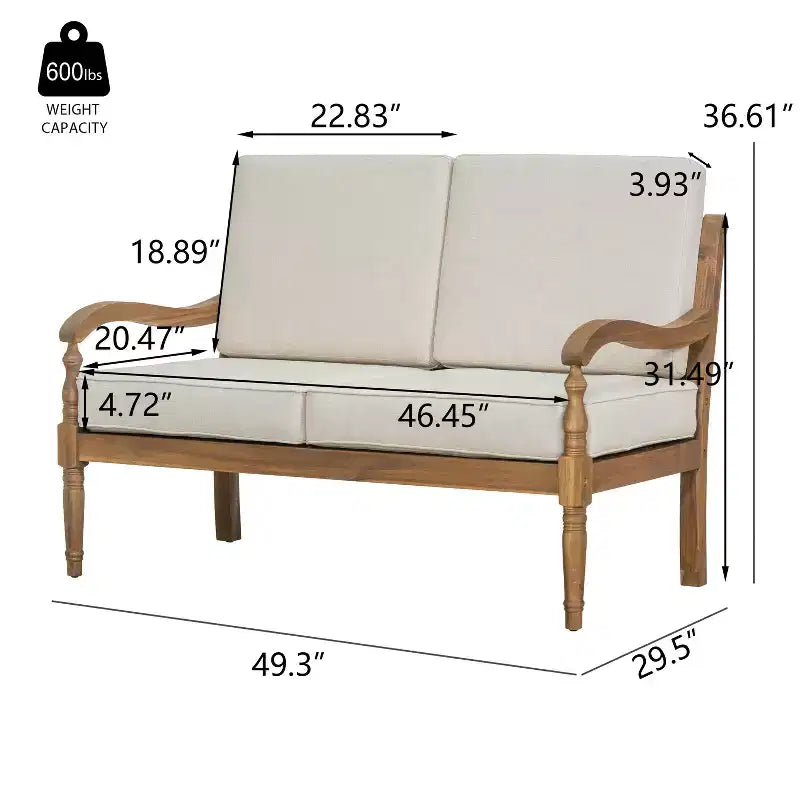 Christopher Knight Home Pendry set da conversazione da esterno a 2 pezzi in legno di acacia con cuscini resistenti all'acqua