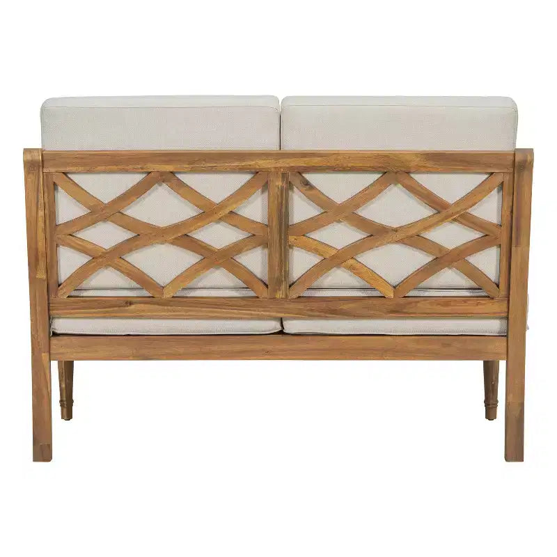 Christopher Knight Home Pendry set da conversazione da esterno a 2 pezzi in legno di acacia con cuscini resistenti all'acqua