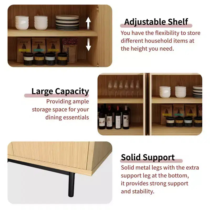 Credenza Dyonery 58 con contenitore | Mobile moderno di metà secolo con ripiani regolabili per sala da pranzo e soggiorno