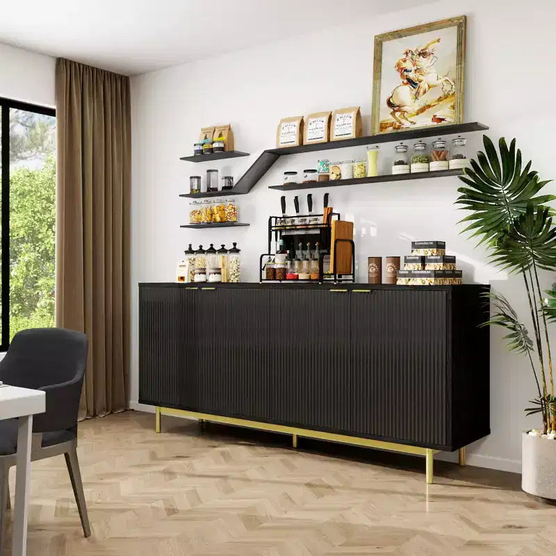 Credenza Dyonery 58 con contenitore | Mobile moderno di metà secolo con ripiani regolabili per sala da pranzo e soggiorno