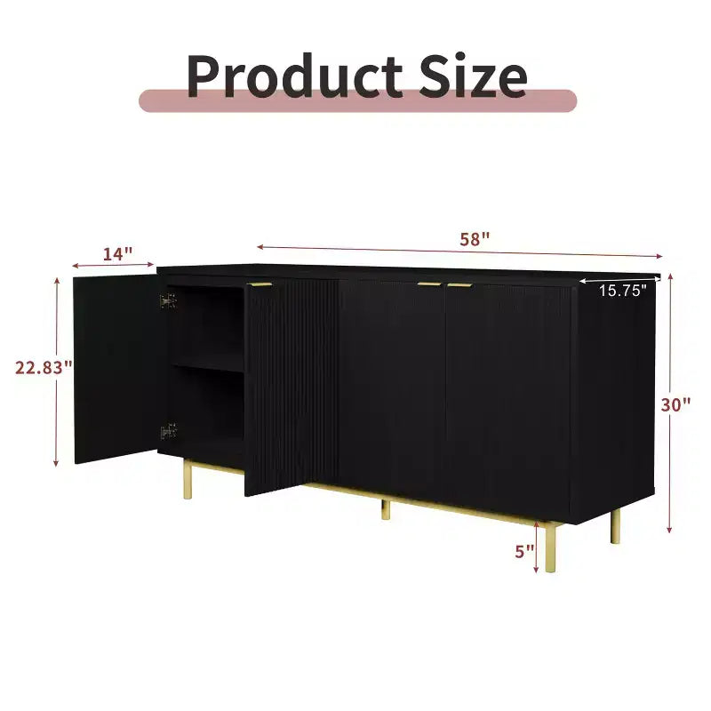 Credenza Dyonery 58 con contenitore | Mobile moderno di metà secolo con ripiani regolabili per sala da pranzo e soggiorno