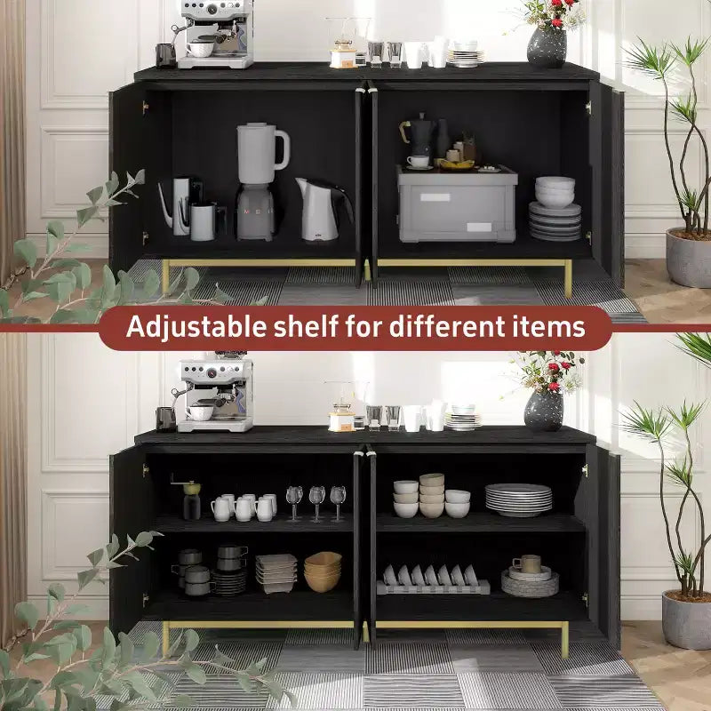 Credenza Dyonery 58 con contenitore | Mobile moderno di metà secolo con ripiani regolabili per sala da pranzo e soggiorno