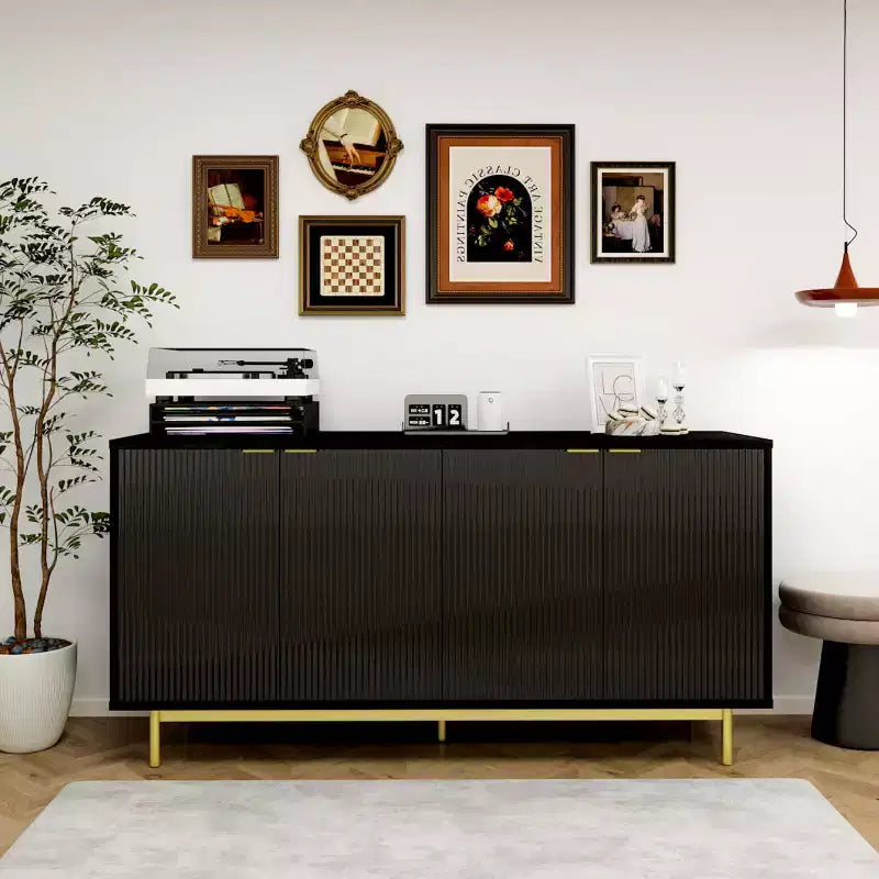 Dyonery 58 Buffet Cabinet with Storage| Mid Century Modern Cabinet with Adjustable Shelves for Dining Room & Living Room
