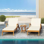 Christopher Knight Home Fred Ensemble de 3 chaises longues réglables et table d'appoint en bois d'acacia pour extérieur