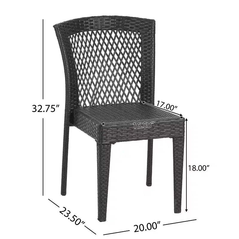 Christopher Knight Home Oleander, set da 3 pz. impilabile da conversazione con sedie in vimini per esterno, Marrone Scuro