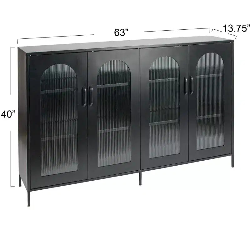 Credenza Storied Home Solstice con Ante e Ripiani, Nera