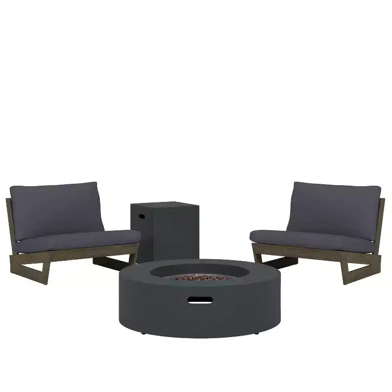 Christopher Knight Home Sherwood Sedie da club da esterno in legno di acacia con cuscini e braciere circolare
