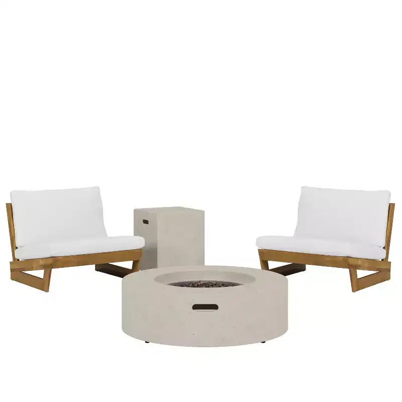 Christopher Knight Home Sherwood Sedie da club da esterno in legno di acacia con cuscini e braciere circolare