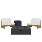 Lot de fauteuils de club d'extérieur en bois d'acacia Sherwood Christopher Knight Home avec coussins et foyer carré