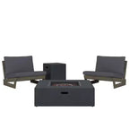 Lot de fauteuils de club d'extérieur en bois d'acacia Sherwood Christopher Knight Home avec coussins et foyer carré