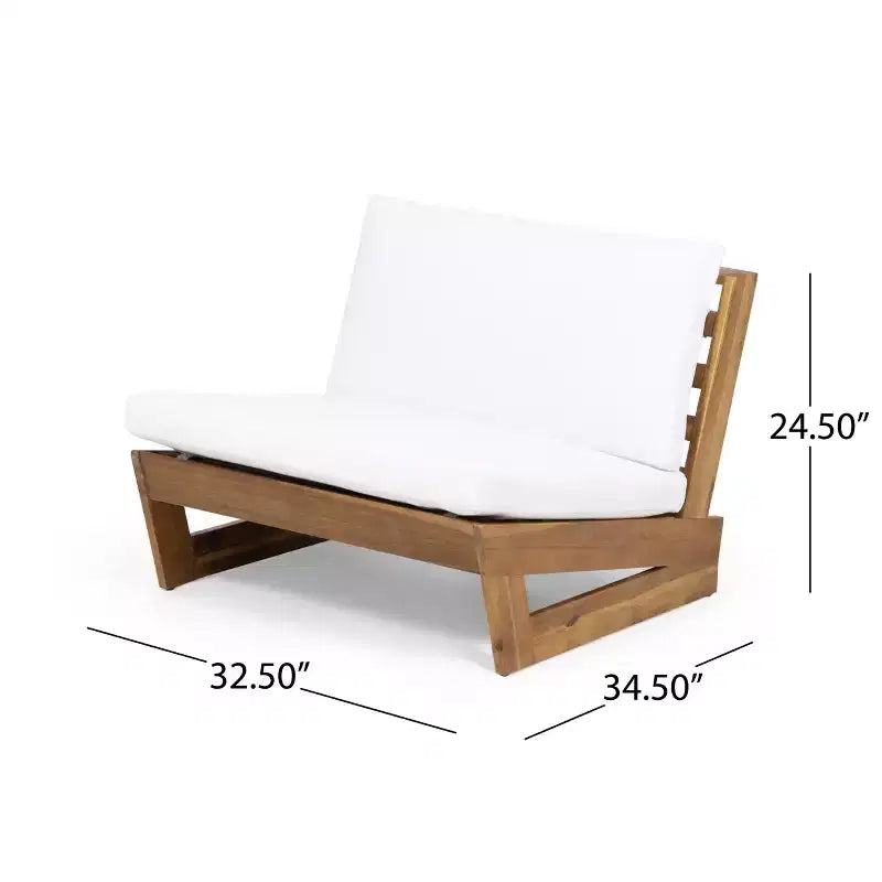 Lot de fauteuils de club d'extérieur en bois d'acacia Sherwood Christopher Knight Home avec coussins et foyer carré