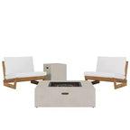 Lot de fauteuils de club d'extérieur en bois d'acacia Sherwood Christopher Knight Home avec coussins et foyer carré