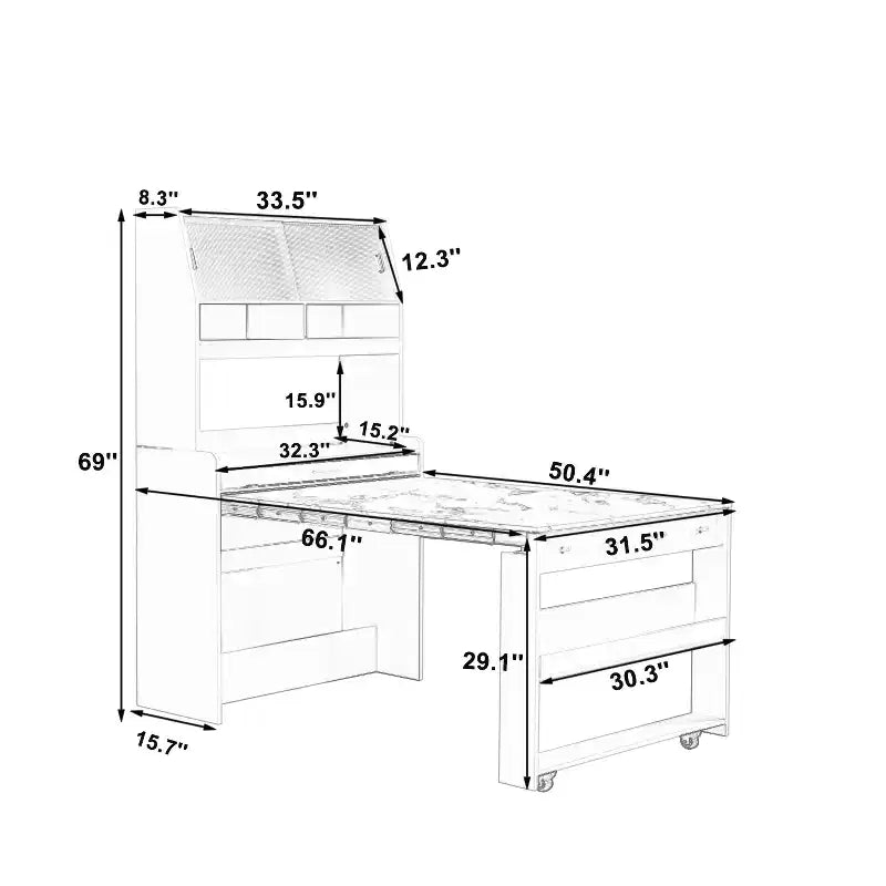 Whisen 33.5 Credenza con Cristalliera e Tavolo Pieghevole