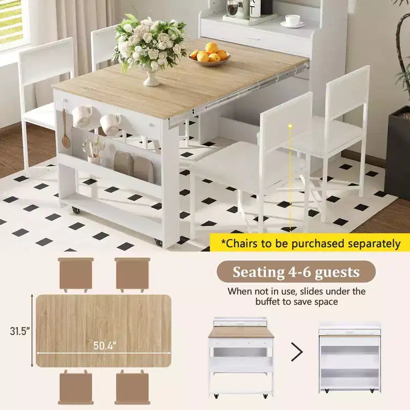 Whisen 33.5 Credenza con Cristalliera e Tavolo Pieghevole