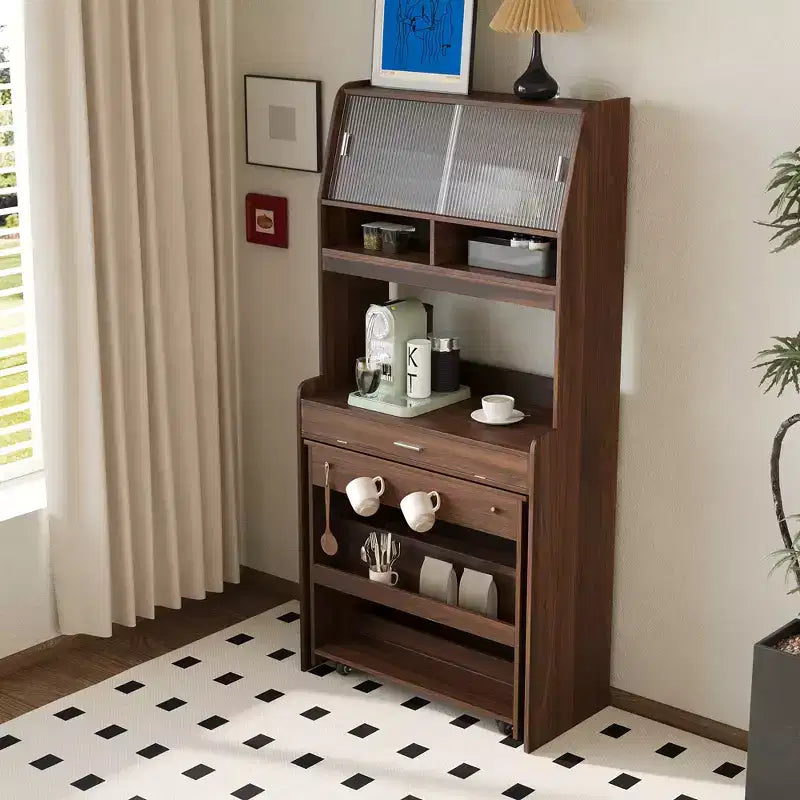 Whisen 33.5 Credenza con Cristalliera e Tavolo Pieghevole