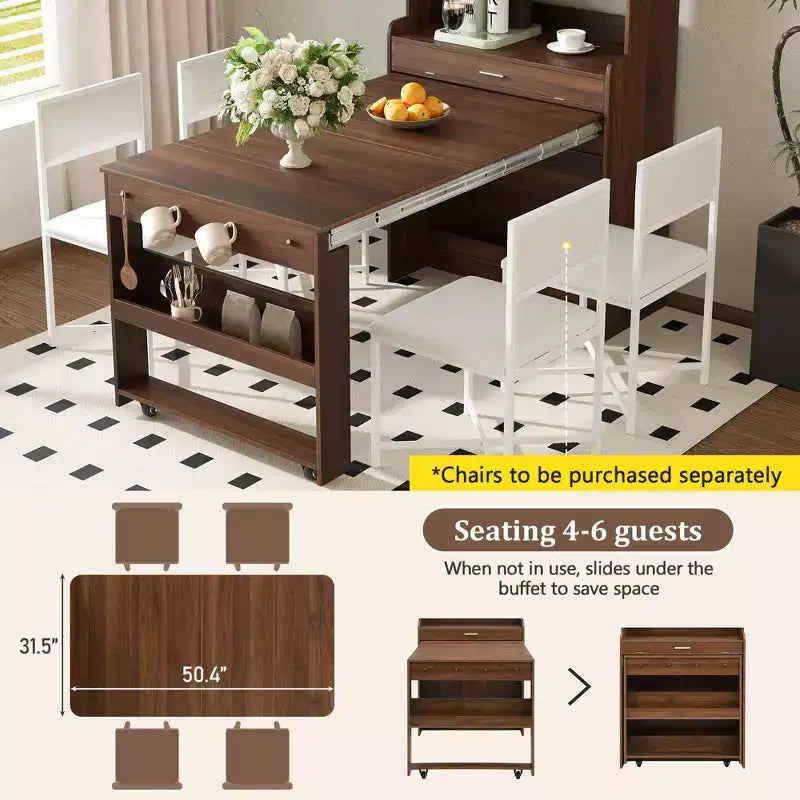 Whisen 33.5 Credenza con Cristalliera e Tavolo Pieghevole
