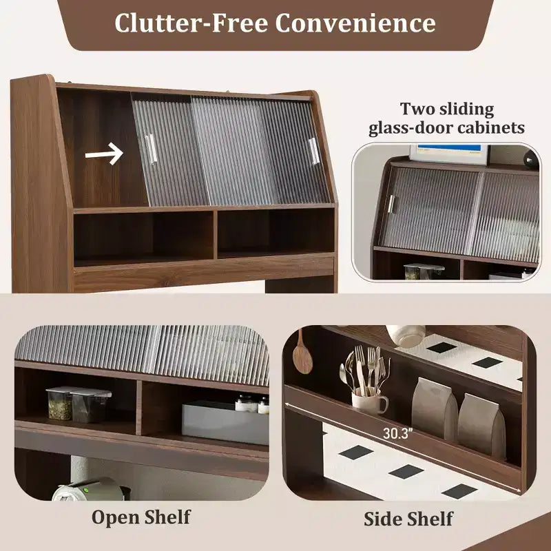 Whisen 33.5 Credenza con Cristalliera e Tavolo Pieghevole
