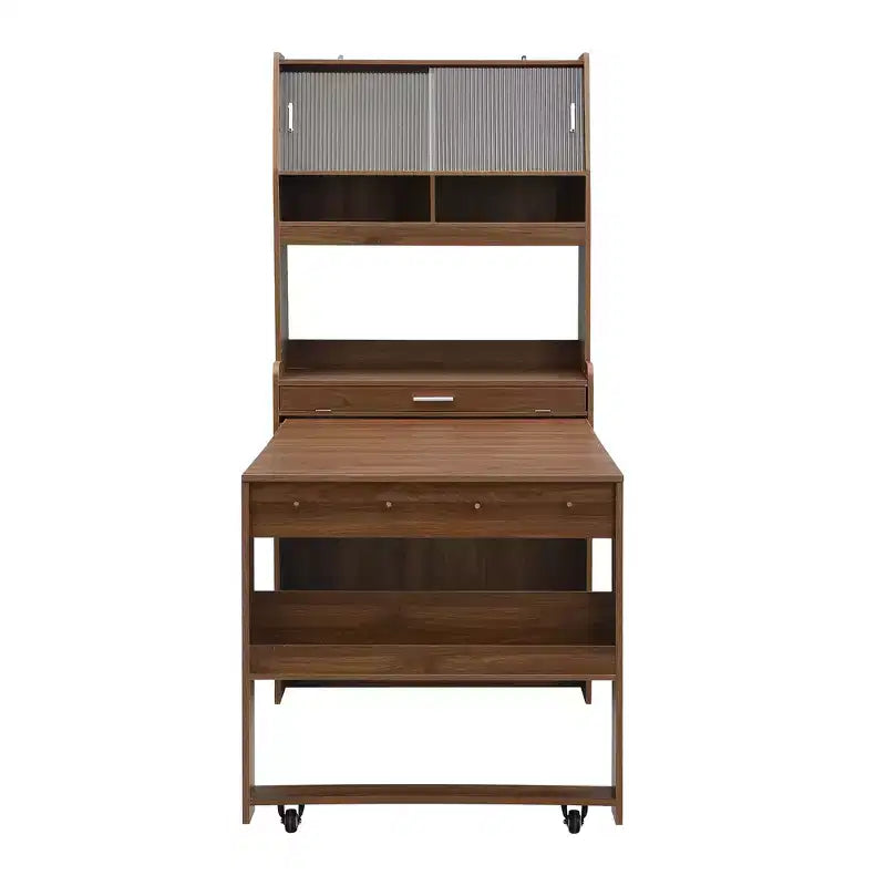 Whisen 33.5 Credenza con Cristalliera e Tavolo Pieghevole