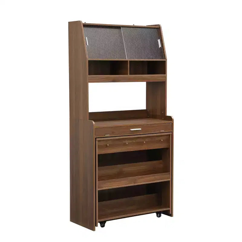 Whisen 33.5 Credenza con Cristalliera e Tavolo Pieghevole
