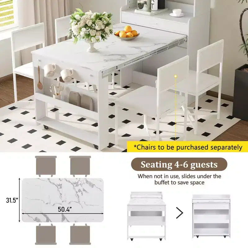 Whisen 33.5 Credenza con Cristalliera e Tavolo Pieghevole