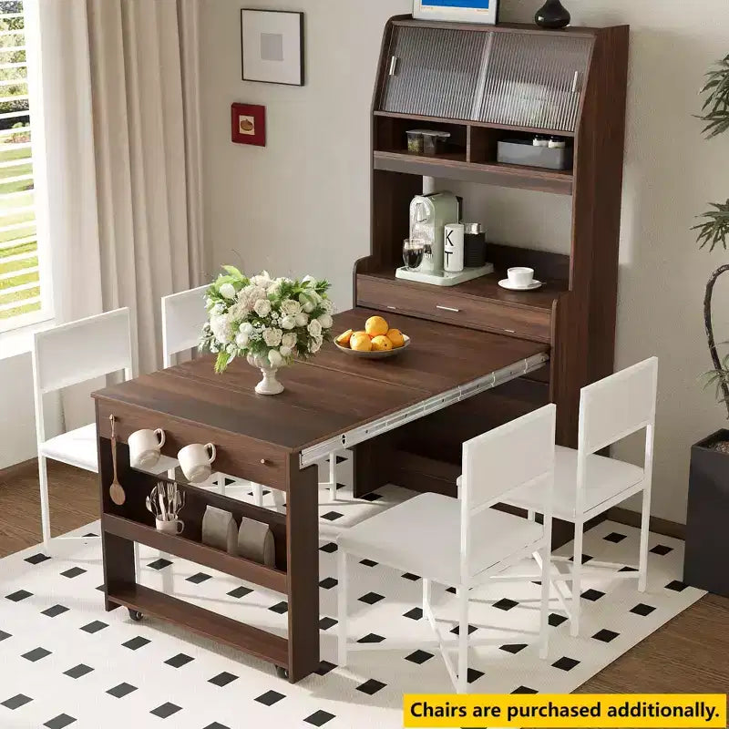 Whisen 33.5 Credenza con Cristalliera e Tavolo Pieghevole