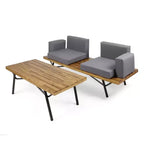 Christopher Knight Home Canoga – Ensemble canapé deux places et table en bois d'acacia avec coussins, pour l'extérieur