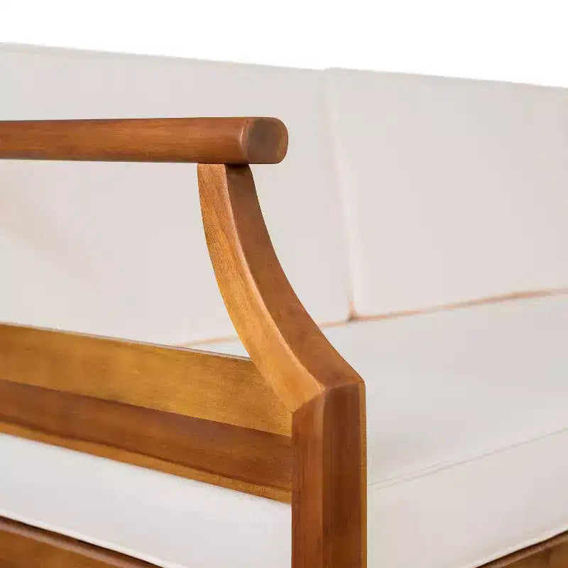 Christopher Knight Home Beate Ensemble canapé d'extérieur rustique en bois d'acacia 2 pièces avec coussins et dossier à lattes ouvertes