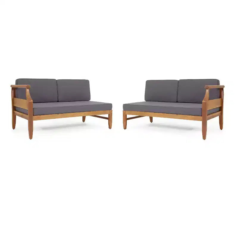 Christopher Knight Home Beate Ensemble canapé d'extérieur rustique en bois d'acacia 2 pièces avec coussins et dossier à lattes ouvertes
