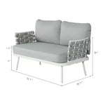 Christopher Knight Home Barbara Table basse moderne en métal et ensemble causeuse rembourrée d'extérieur