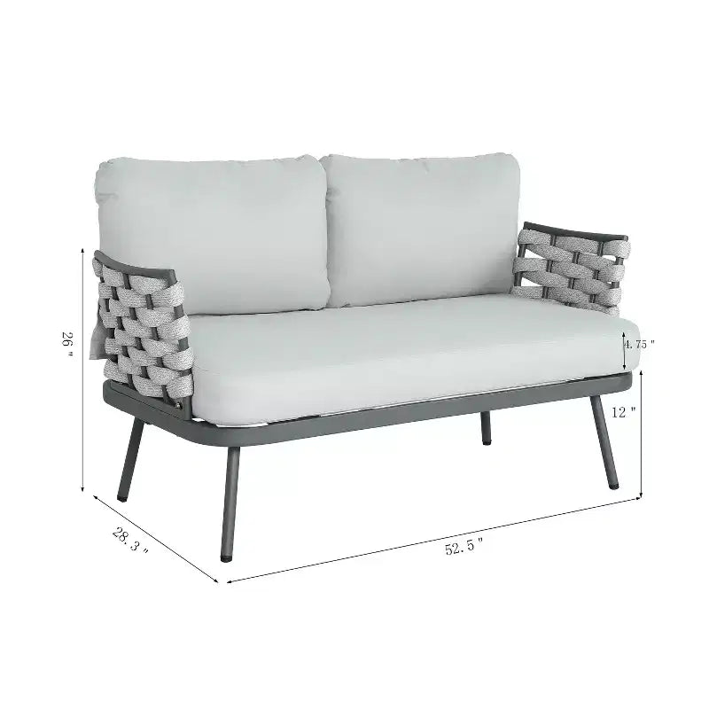 Christopher Knight Home Barbara Table basse moderne en métal et ensemble causeuse rembourrée d'extérieur