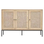 VEVOR Rattan Cabinet, Rattan Storage Cabinet with 3 Magnetic Doors and Adjustable Shelves, Sideboard Buffet Cabinet for Hallway, Entryway