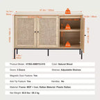 Mobile in Rattan VEVOR, Mobile Contenitore in Rattan con 3 Ante Magnetiche e Ripiani Regolabili, Credenza a Buffet per Corridoio, Ingresso