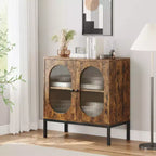 Credenza in rattan, Armadietto buffet, Mobile consolle in legno con ripiano portaoggetti, Credenza per corridoio, ingresso, soggiorno