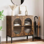 Credenza in rattan, Armadietto buffet, Mobile consolle in legno con ripiano portaoggetti, Credenza per corridoio, ingresso, soggiorno