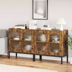 Credenza in rattan, Armadietto buffet, Mobile consolle in legno con ripiano portaoggetti, Credenza per corridoio, ingresso, soggiorno