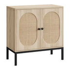 Credenza in rattan, Armadietto buffet, Mobile consolle in legno con ripiano portaoggetti, Credenza per corridoio, ingresso, soggiorno