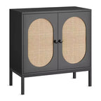 Credenza in rattan, Armadietto buffet, Mobile consolle in legno con ripiano portaoggetti, Credenza per corridoio, ingresso, soggiorno