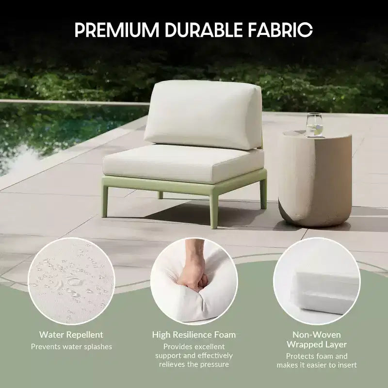 WestinTrends Playa, set modulare moderno a 4 pezzi a L in resina di polipropilene per patio, verde