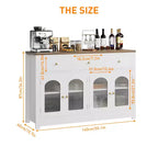Credenza da fattoria da 55 pollici, grande mobile stretto in legno per sala da pranzo, soggiorno, angolo caffè con cassetti e 4 ante