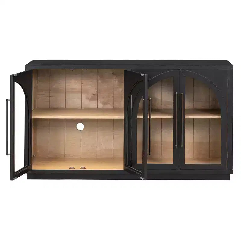Bahut de rangement Whisen à 4 portes avec portes vitrées
