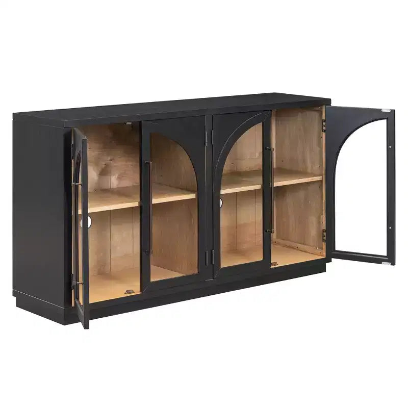Bahut de rangement Whisen à 4 portes avec portes vitrées