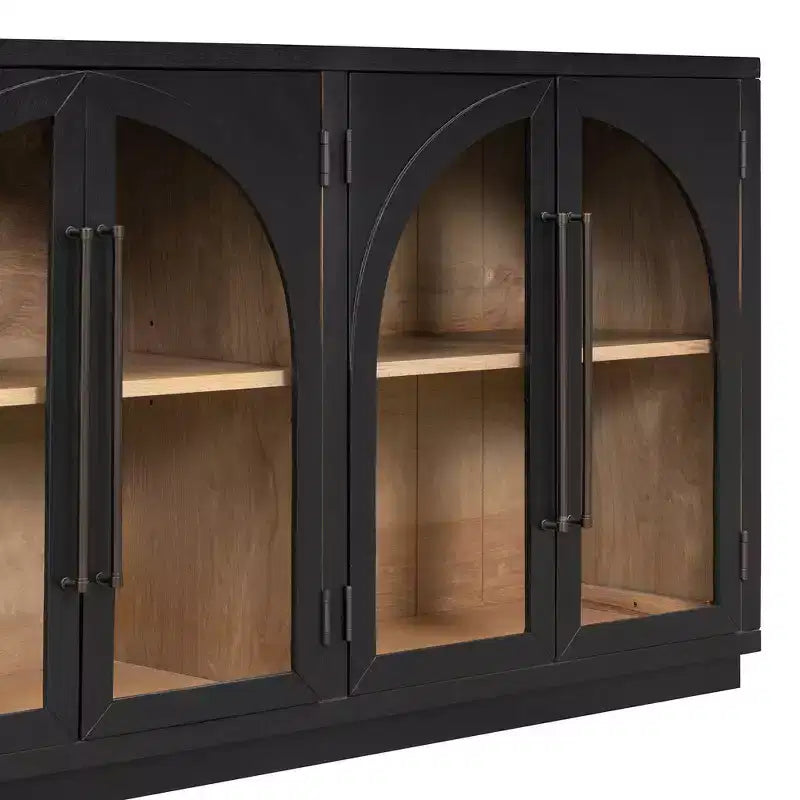 Bahut de rangement Whisen à 4 portes avec portes vitrées