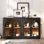 Bahut de rangement Whisen à 4 portes avec portes vitrées
