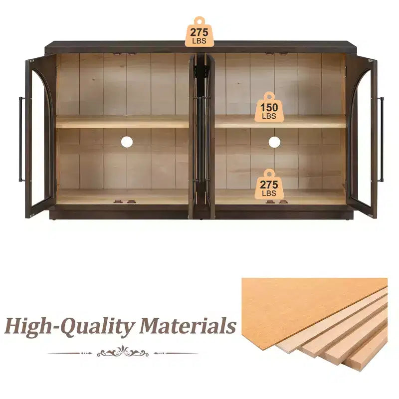 Bahut de rangement Whisen à 4 portes avec portes vitrées