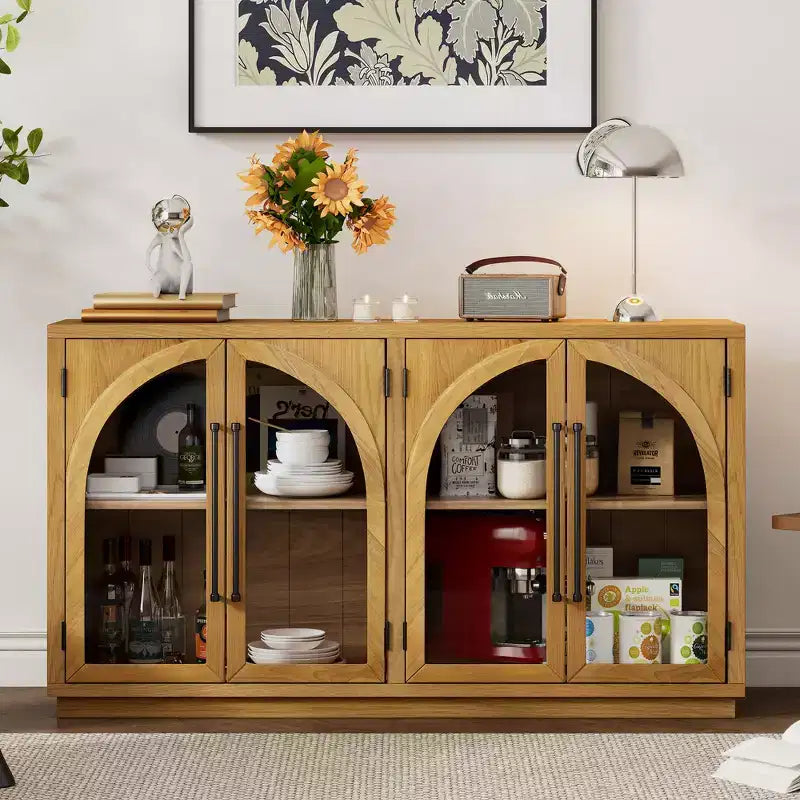 Bahut de rangement Whisen à 4 portes avec portes vitrées