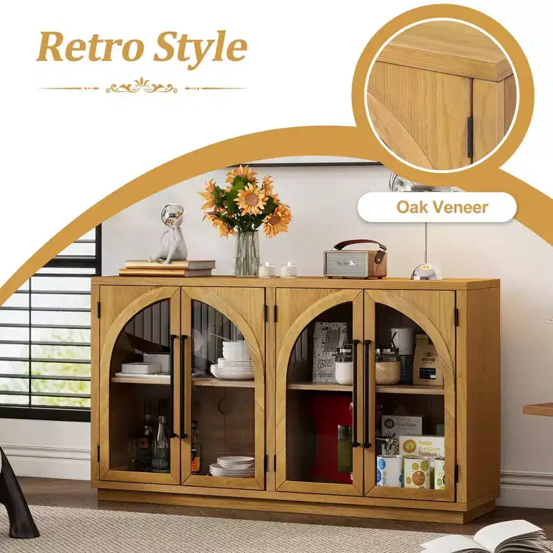 Bahut de rangement Whisen à 4 portes avec portes vitrées
