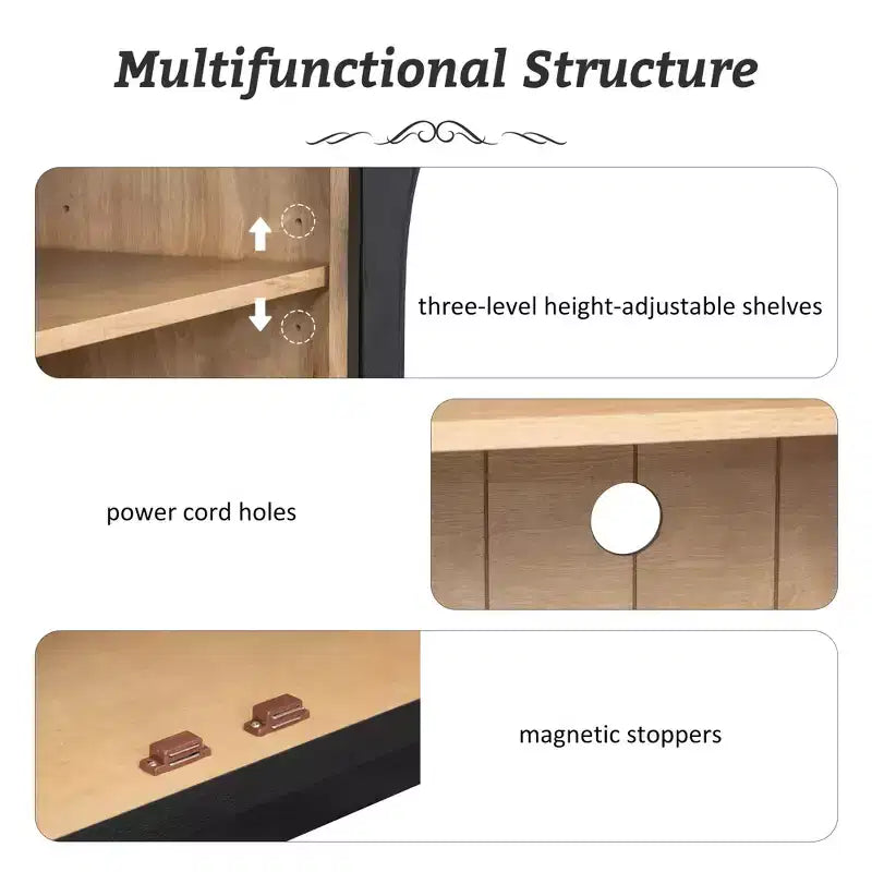 Bahut de rangement Whisen à 4 portes avec portes vitrées