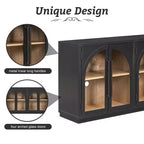 Bahut de rangement Whisen à 4 portes avec portes vitrées