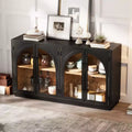 Whisen 4-Door Large Storage Sideboard Buffet Cabinet with Glass Doors